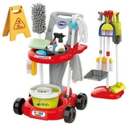 iYofe Kids Cleaning Set Toys 29PCS, Toddler Cleaning Set with Broom and Dustpan Set, Housekeeping Pretend Play Toys with Realistic Kids Vacuum, Duster, Brush, Rag, Toddler Girl Boy Gift, Red